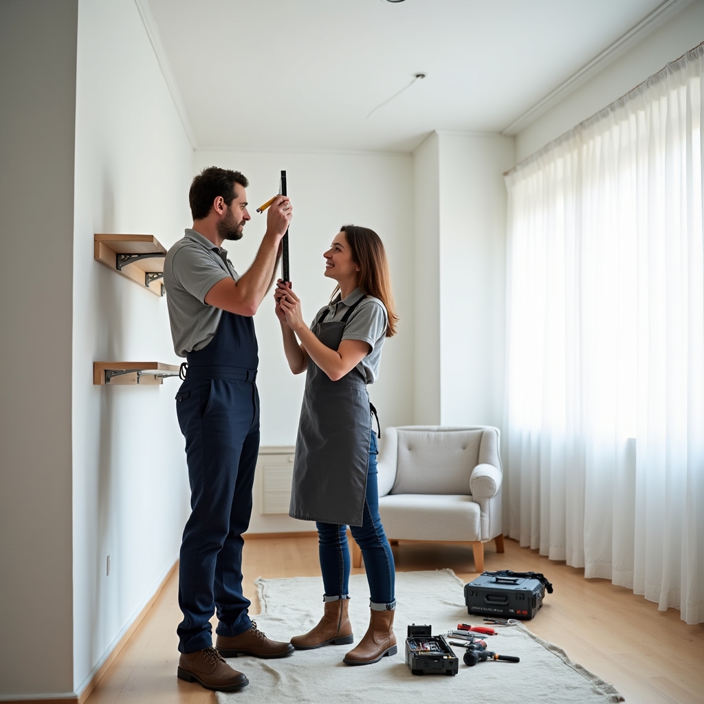 Echipă de tehnicieni la lucru într-un apartament din București